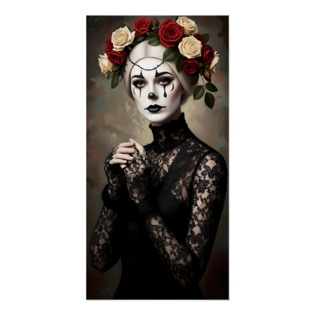 Póster Gothic Rose Queen – Dark Romantic Art with Skeleto (Frente)