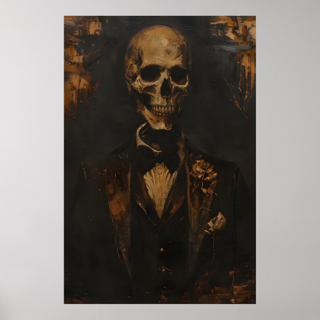 Poster Gothic Skeleton in Tuxedo Art Printable Victorian (Frente)