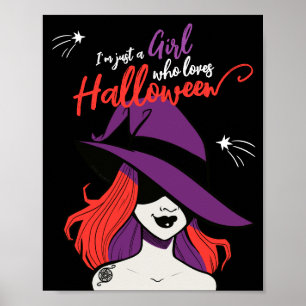 Poster Gótica Feiticeira de Cartoon Cute ama o Halloween