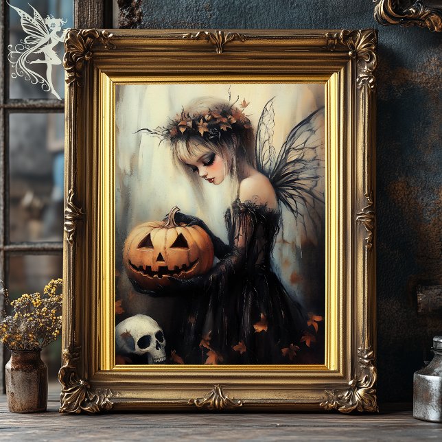 Poster Gótica Halloween Fada e Pumpkin Dark Fantasy Art (Criador carregado)
