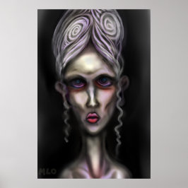 Poster Gótica Pale Spooky Mulher Fantasma Arte de Casa As