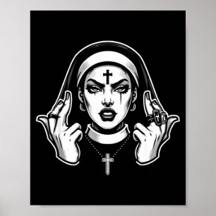 Poster Gótica satânica freira blackcraft satanista oculto