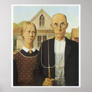 Póster Gótico americano, Grant Wood