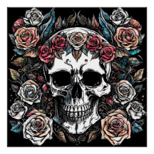 Gótico: Caveira & Rosas. TRABALHO DE ARTE IA