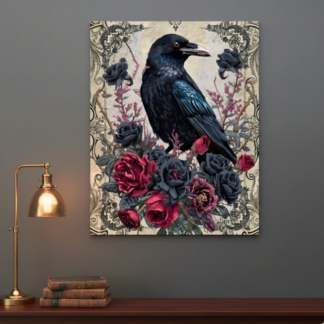 Poster Gótico Corvo Academia Sombria Melancólica (Dark Academia raven poster)