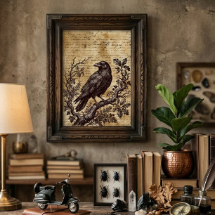 Poster Gótico Corvo Script Vintage Academia Sombria
