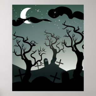 Poster gótico das árvores das sepulturas do
