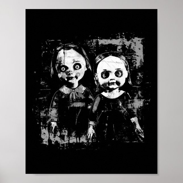 Poster Gótico de Dia das Bruxas de Bonecas Assombradas Ho (Frente)