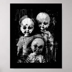 Poster Gótico de Dia das Bruxas de Torror de Boneca Assus
