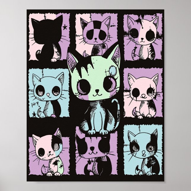 Poster Gótico de Kawaii Cute Pastel - Cachorro Gótico (Frente)
