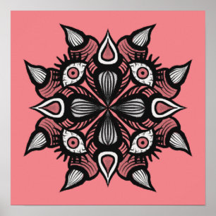 Poster Gótico de pastel, bruxa-monstro assustadora