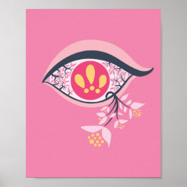 Poster Gótico de Pastel Floral Colar de Olhos Rosa Psicod