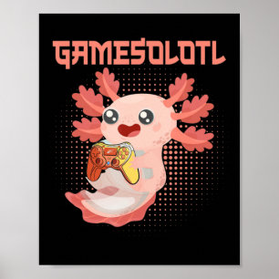 Poster Gótico Gamesolotl Axolotl Video Gamer Kawaii Paste
