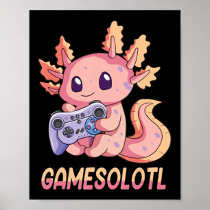 Poster Gótico Gamesolotl Axolotl Video Gamer Kawaii Paste