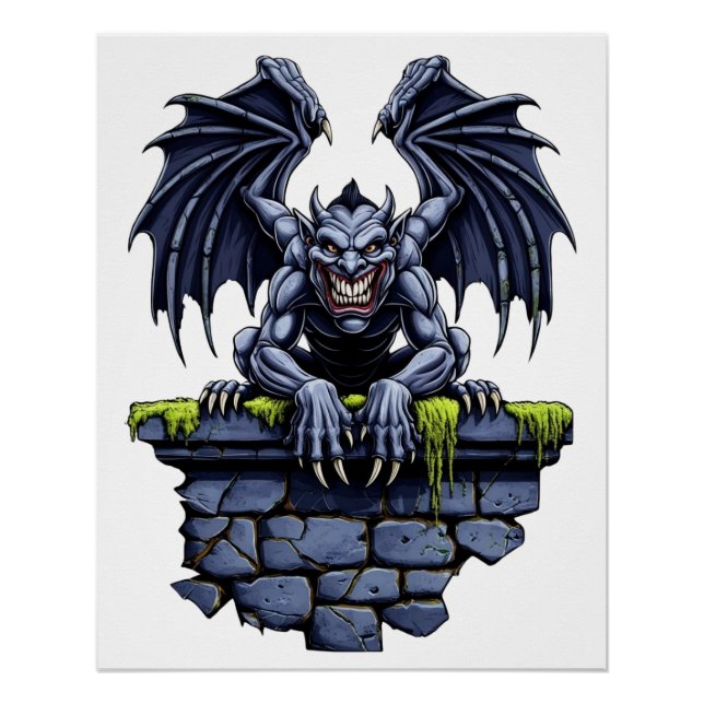 Póster Gótico Gargoyle: Um Guardião da Noite (Frente)