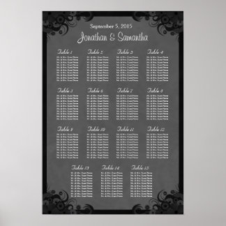 Poster Gótico Preto e Cinza 15 Gráfico de Assentos de Mes