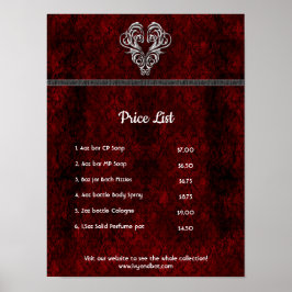 Poster Gótico Red Silver Heart Damask