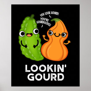 Poster Gourd Engraçado Veggie Pun Dark BG