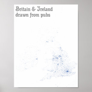Póster Grã-Bretanha e Irlanda extraída de bares - Map Imp