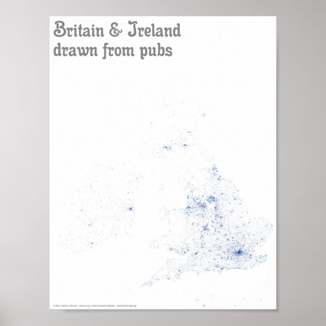 Poster Grã-Bretanha e Irlanda extraída de bares - Map Imp (Frente)