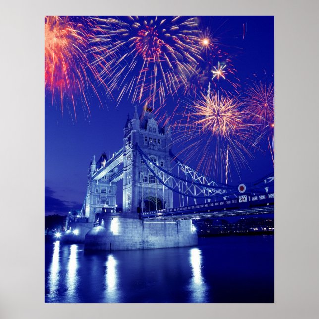 Póster Grã-Bretanha, Londres. Fogos de artifício sobre a  (Frente)