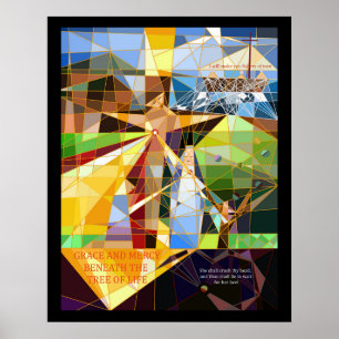 Poster Graça e Compaixão Árvore da Vida Arte Cristã