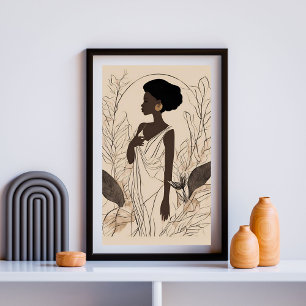 Poster Graça em Flor - Arte de Linha Afro Deusa