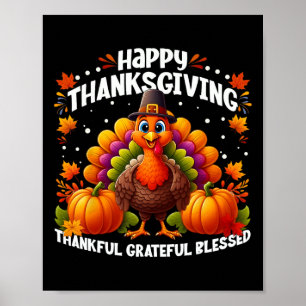 Poster Graças Feliz Feliz Feliz Turke de Ação de Graças