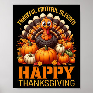 Poster Graças Feliz Feliz Feliz Turke de Ação de Graças