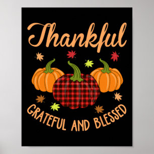 Poster Graças Grateful Bênção Xadrez Abençoada Ação de Gr