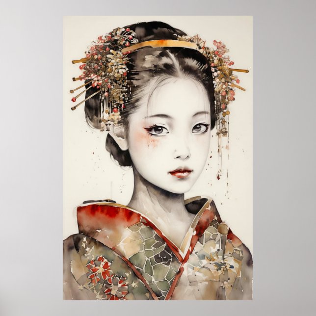 Poster Grace in Silence: Traditional Kimono Elegance (Frente)