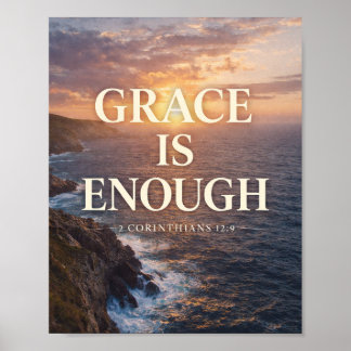 Poster Grace Is Enough Ocean Sunrise Wall Art