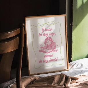 Poster Grace na minha Copa Retro Vintage Christian Wall A
