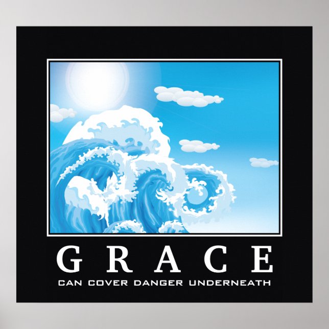 Póster Grace, o oceano branco azul é desmotivador (Frente)