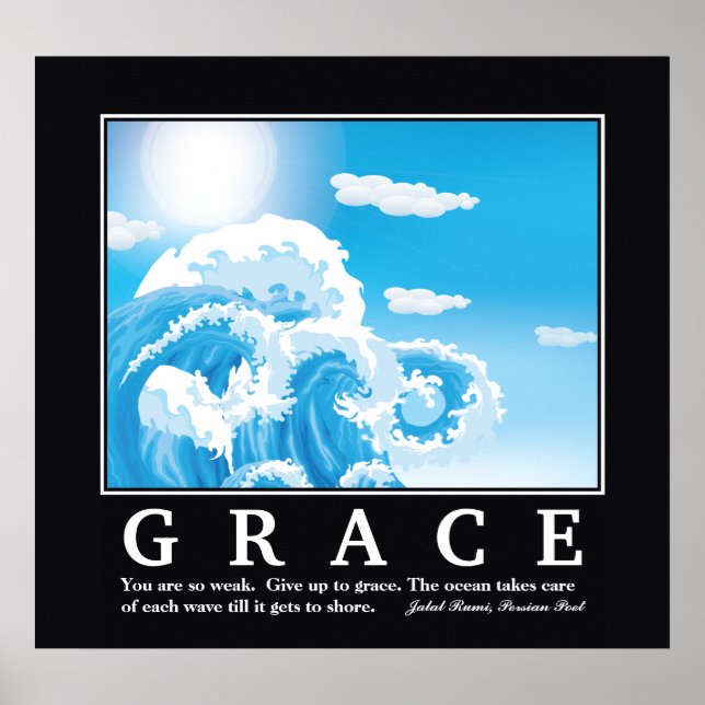 Poster Grace, o oceano branco azul é motivador (Frente)