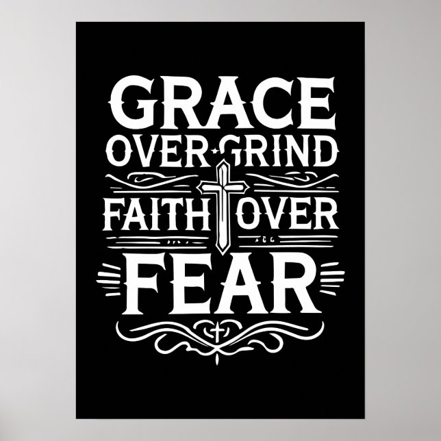 Poster Grace Sobre Grind, Fé Sobre Medo - Inspiração (Frente)