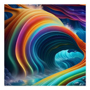 Póster Graceful Bright Rainbow Waterfall