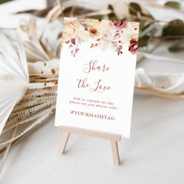 Poster Graceful Floral Share the Love Hashtag Sign