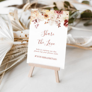 Poster Graceful Floral Share the Love Hashtag Sign