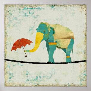 Poster gracioso dourado da arte do elefante