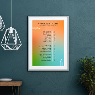 Poster Gradação Holográfica da Lista de Preços Tech Nail