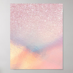 Poster Gradação Holográfica Iridescente Cinzenta Rosa