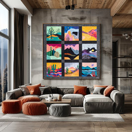 Póster Grade de Arte do Deserto Preto - Geométrica Vibrad