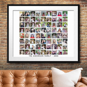 Poster Grade de Colagem de Fotos 72 Quadrados com Texto -