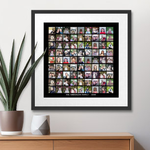 Poster Grade de Colagem de Fotos 81 Quadrados com Texto -