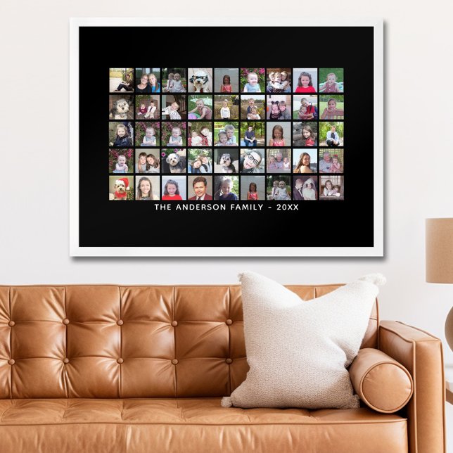Poster Grade de Colagem de Fotos Quadrada 45 com Texto -  (Personalized Photo Poster)