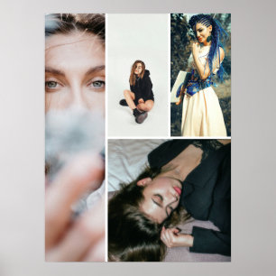 Poster Grade de Colagem Simples Personalizada 4 Fotos