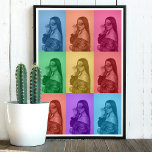 Poster Grade de Fotografias Personalizadas Modernas com P<br><div class="desc">Um design de arte pop colorida, mas moderno, com uma grade de fotos personalizada. Simplesmente personalize sua própria foto para criar sua própria arte exclusiva. Um design ideal para decoração doméstica, presentes personalizados e favores exclusivos.</div>