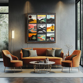 Póster Grade Geométrico em Cores Modernas e Ousadas