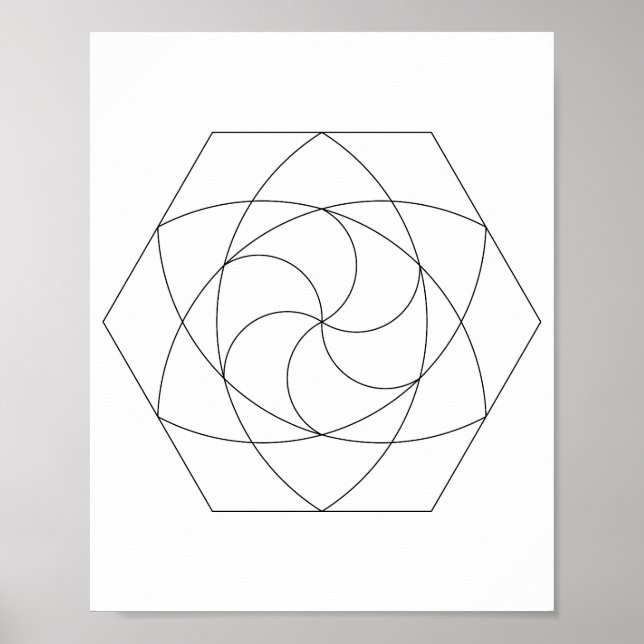 Poster Grade Hexagonal de Linhas (Frente)